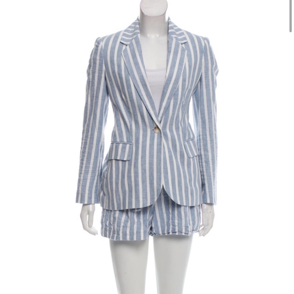 Striped Blue Blazer and Shorts Set
